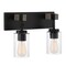 Designers Fountain Fulton 15.5in 2-Light Matte Black Industrial Indoor Vanity Light with Clear Seedy Glass Shades D202M-2B-MB - alternate 1